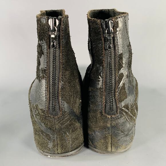 JULIUS_7 Size 9.5 Black Distressed Roughout Leather Wedge Boots - Picture 3 of 8